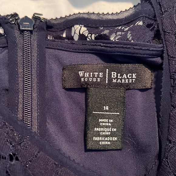 WHBM lace dress. Navy blue. Size 14. Great for a wedding or out to dinner! - Picture 4 of 6